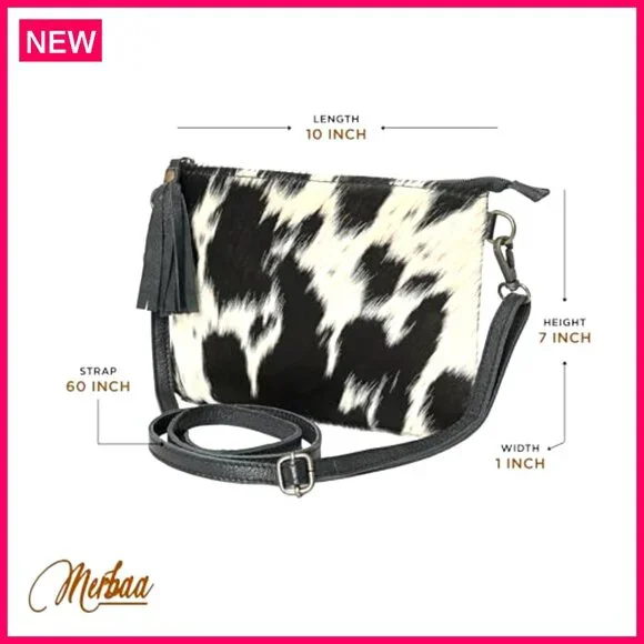 Genuine Cowhide Hair-On Crossbody Bag with Adjustable Detachable Strap